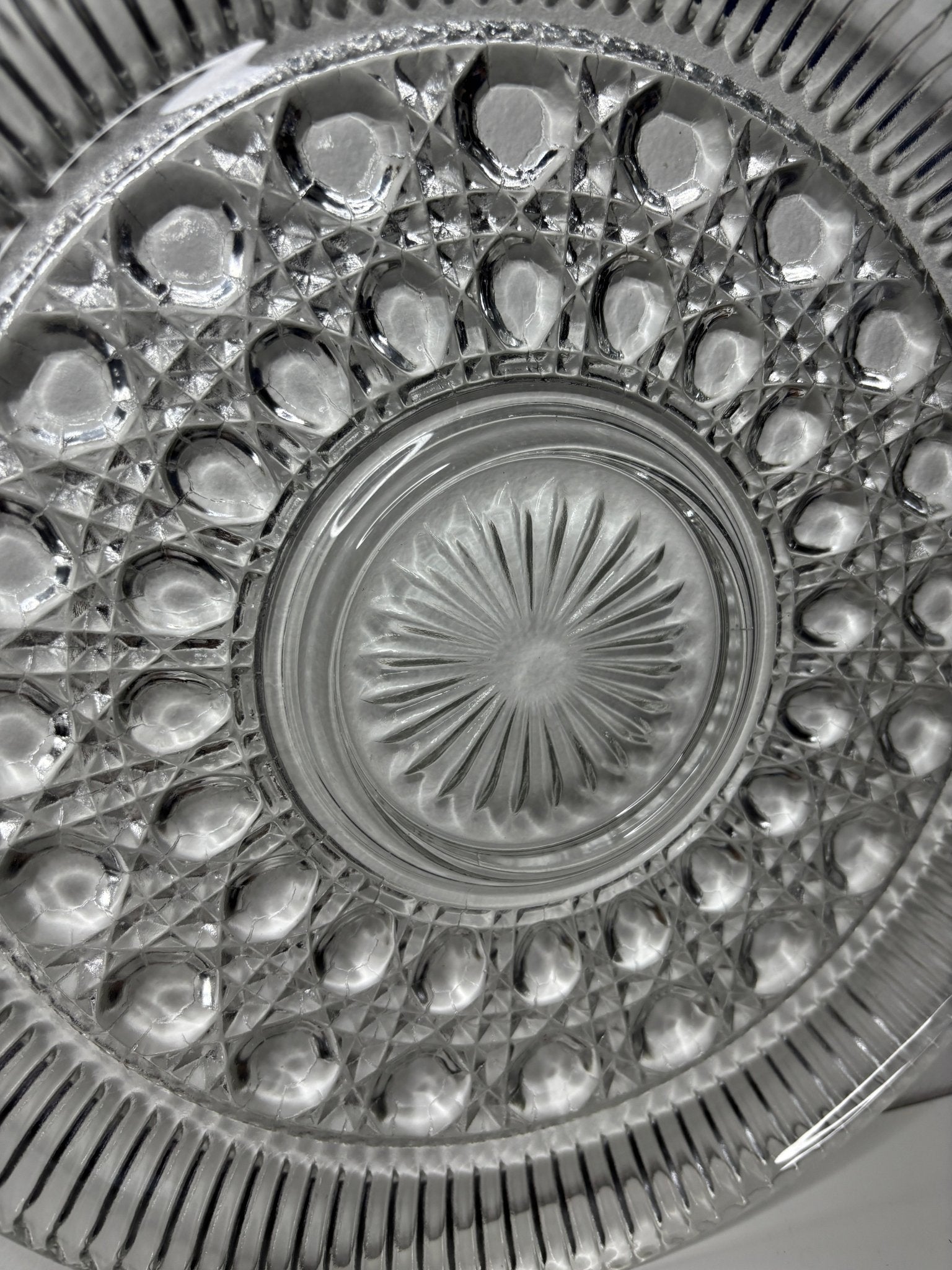 Vintage Pressed Glass Jewel Pattern Serving Plate
