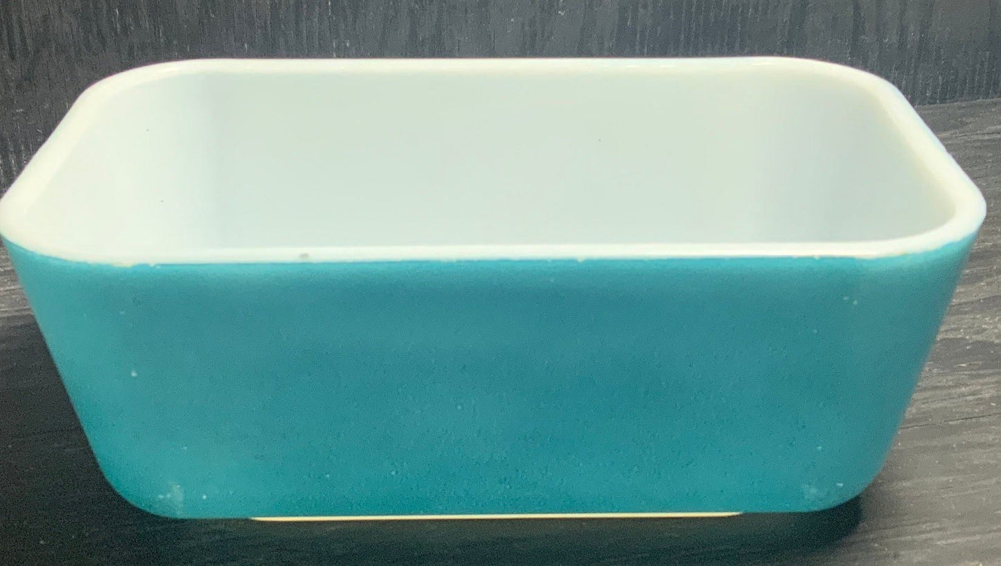 blue Pyrex butter dish