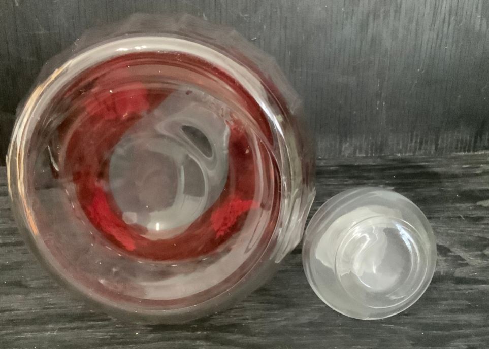 Vintage Ruby Red and Gold Leaf Decanter