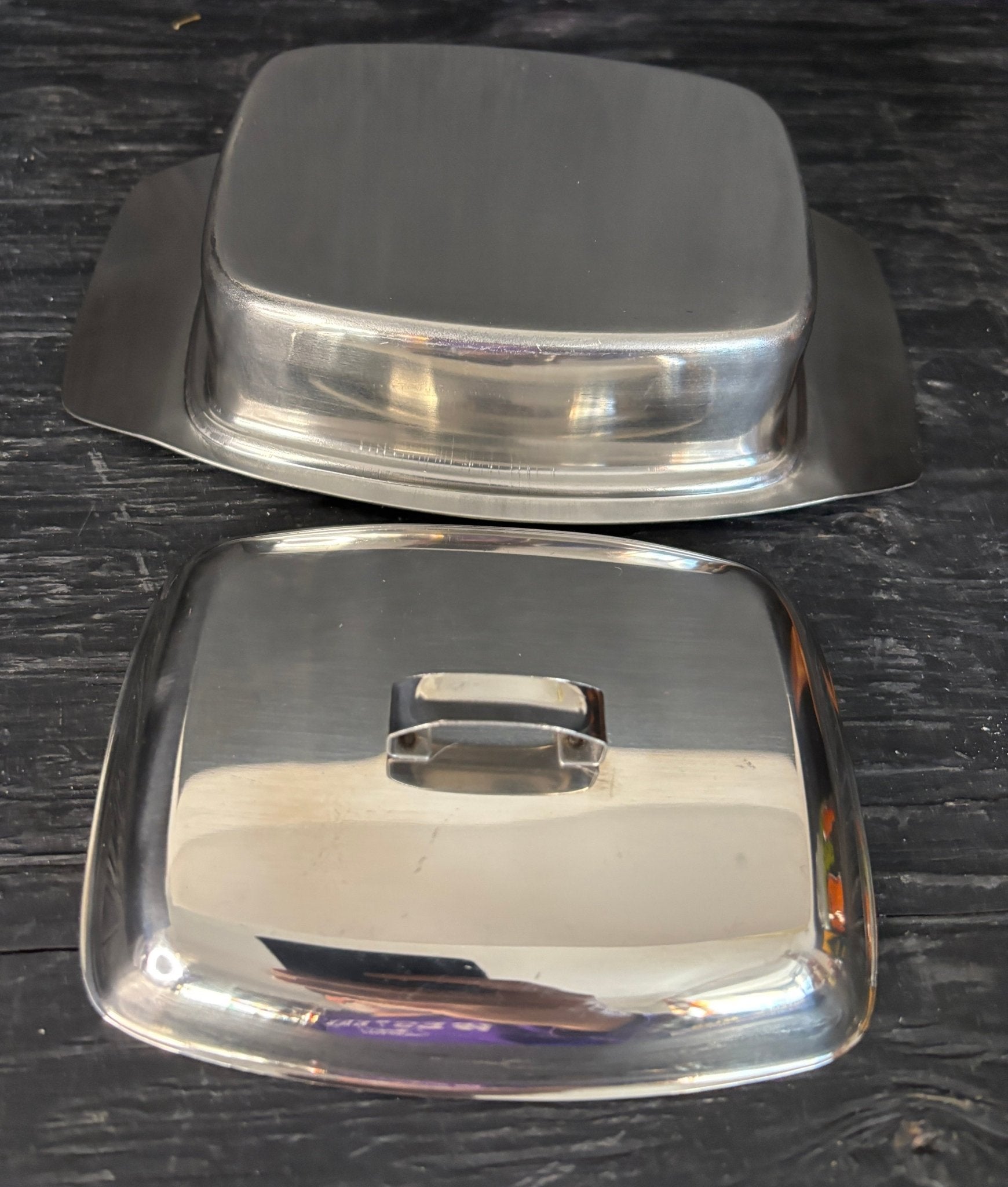 Vintage Stainless Steel Butter Dish