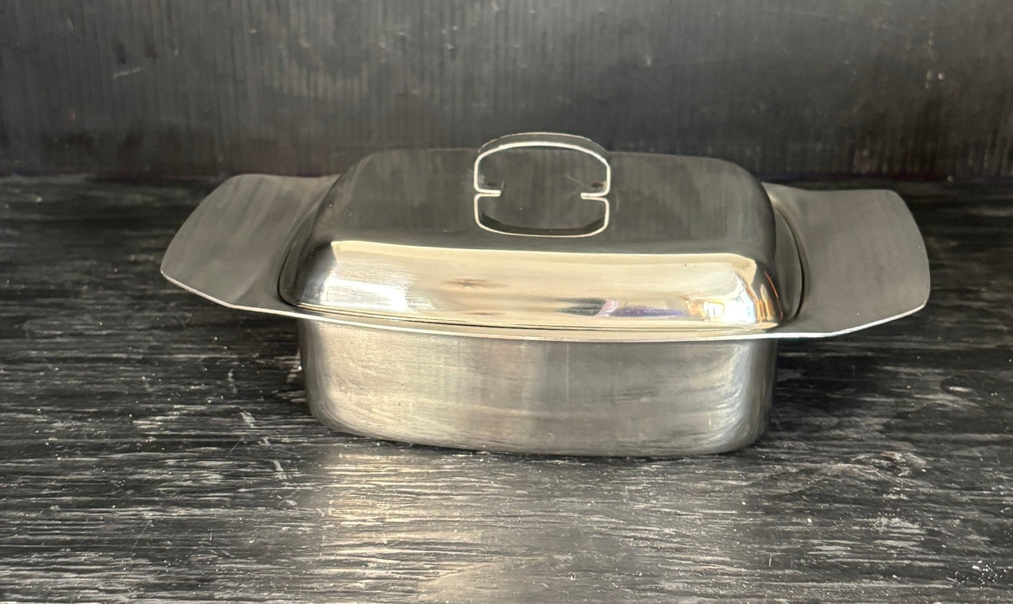Vintage Stainless Steel Butter Dish