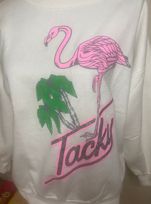 Vintage Tacky Pink Flamingo and Palm Tree Sweatshirt