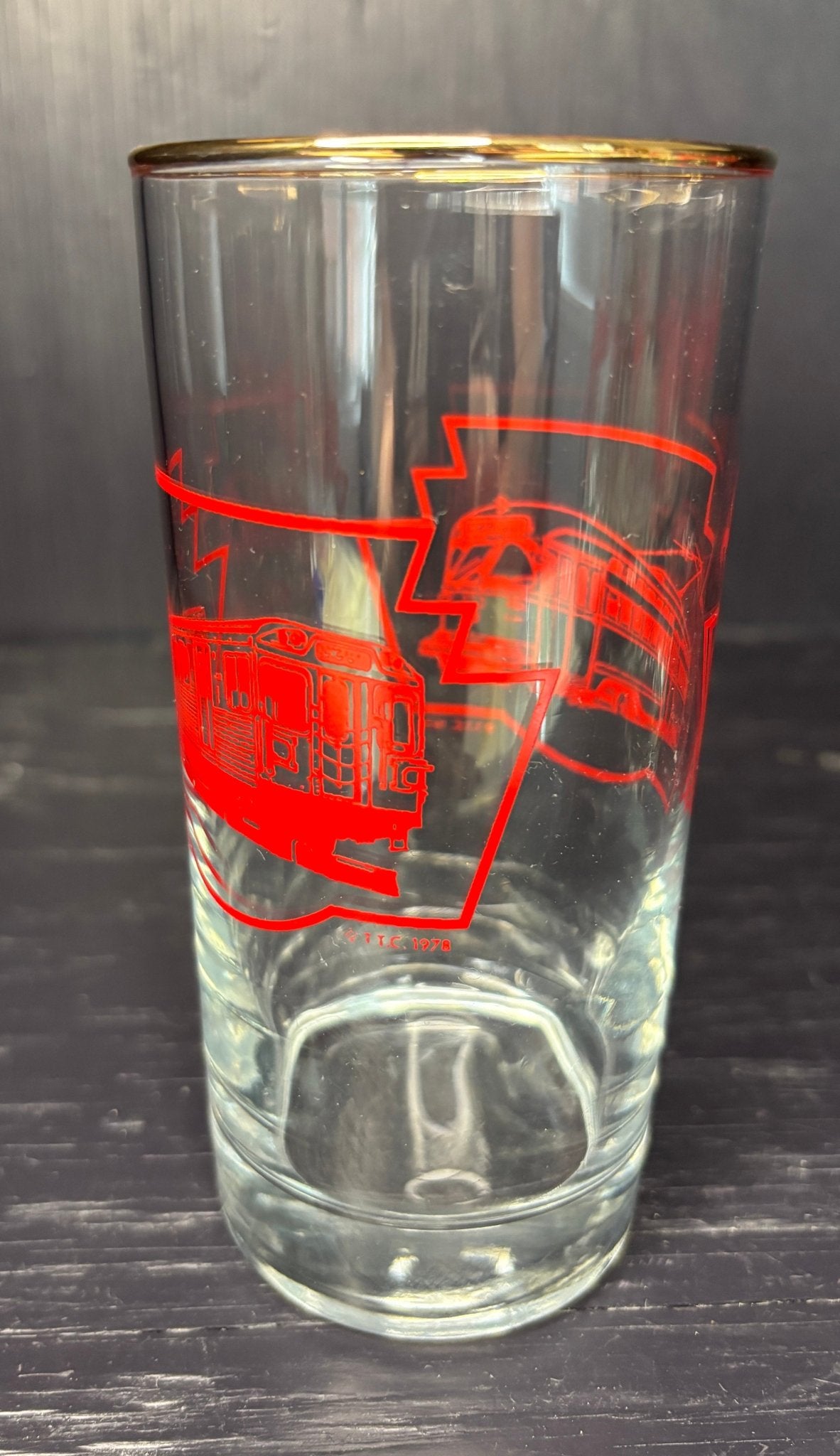 Toronto Transit Commission TTC King Streetcar Drink Glass with a picture of a bus and TTC logo
