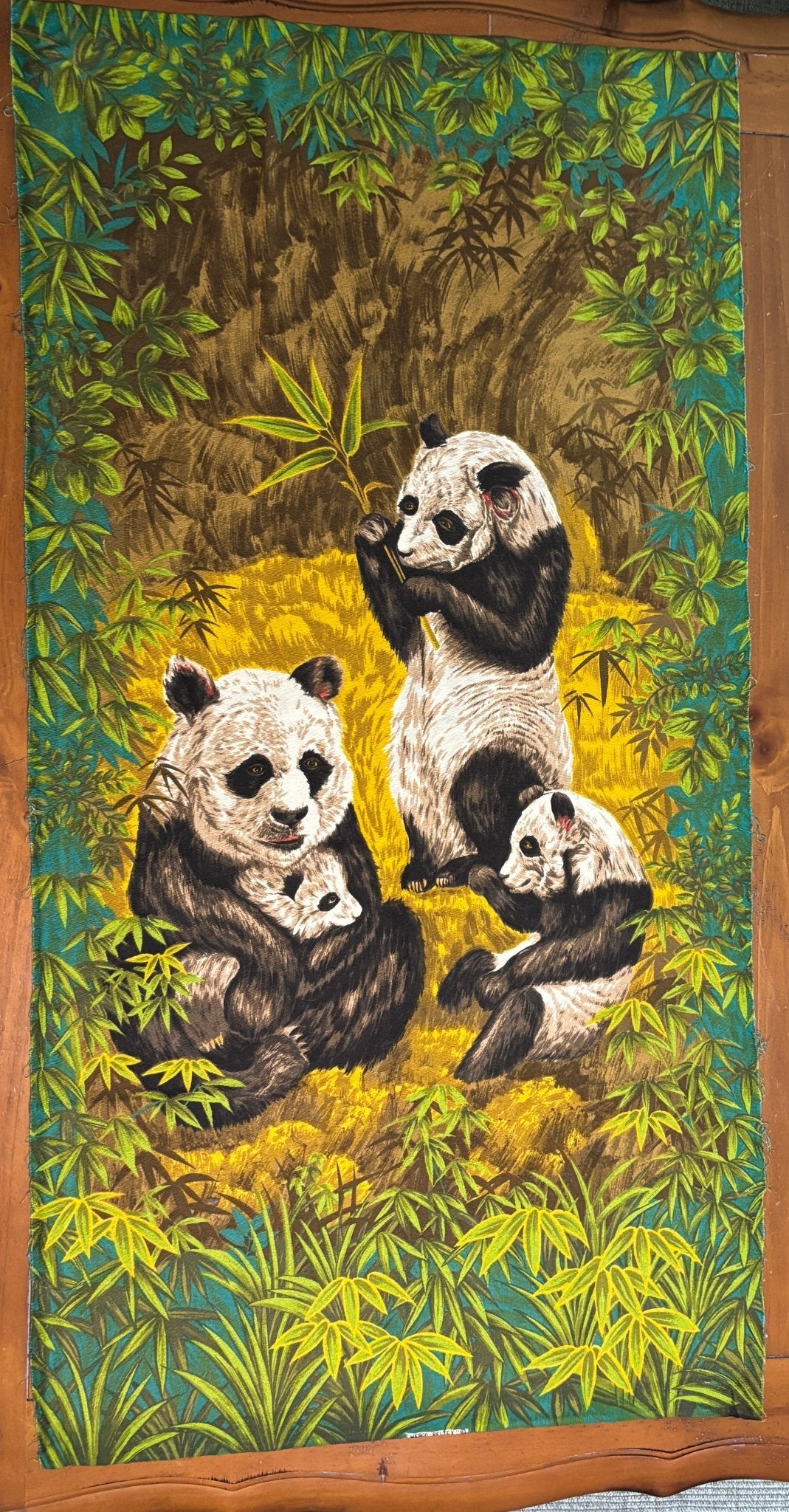 Wesco Reltex Panda Theme Vintage Tapestry Wall Hanging