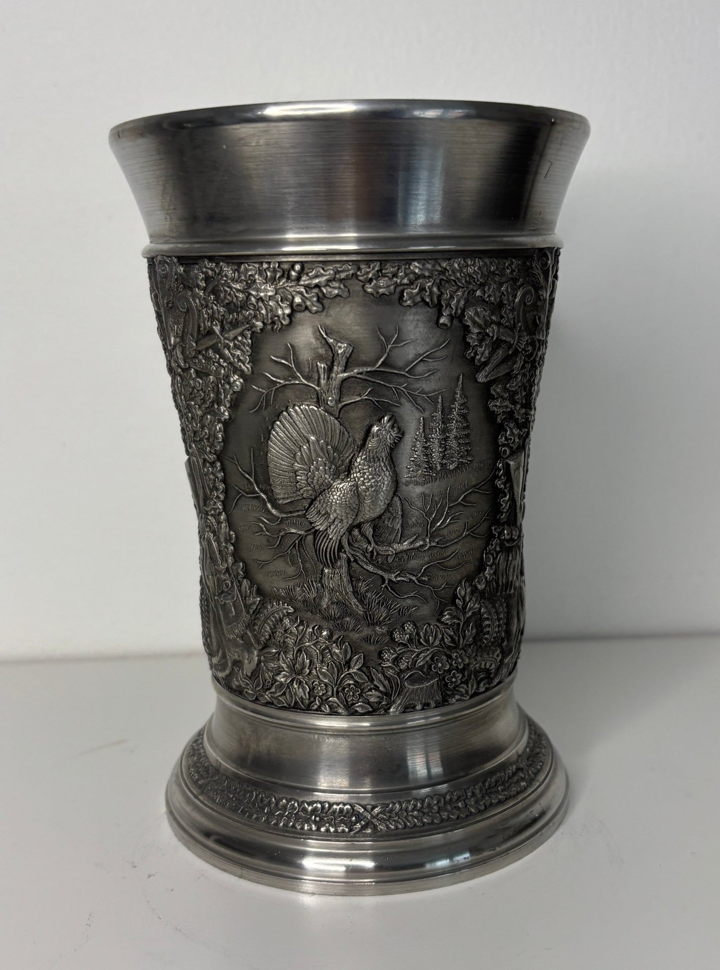 Woodland Theme Vintage Pewter Cup