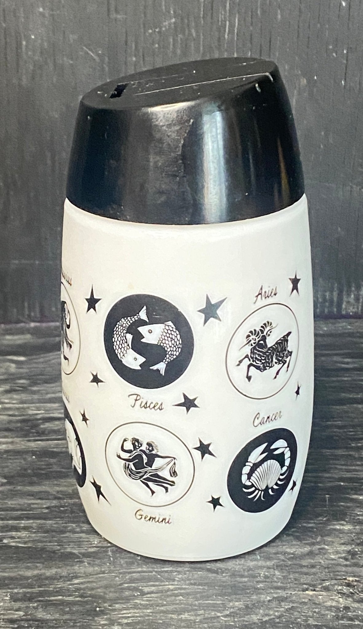Zodiac Signs Milk Glass Sugar Dispenser Shaker