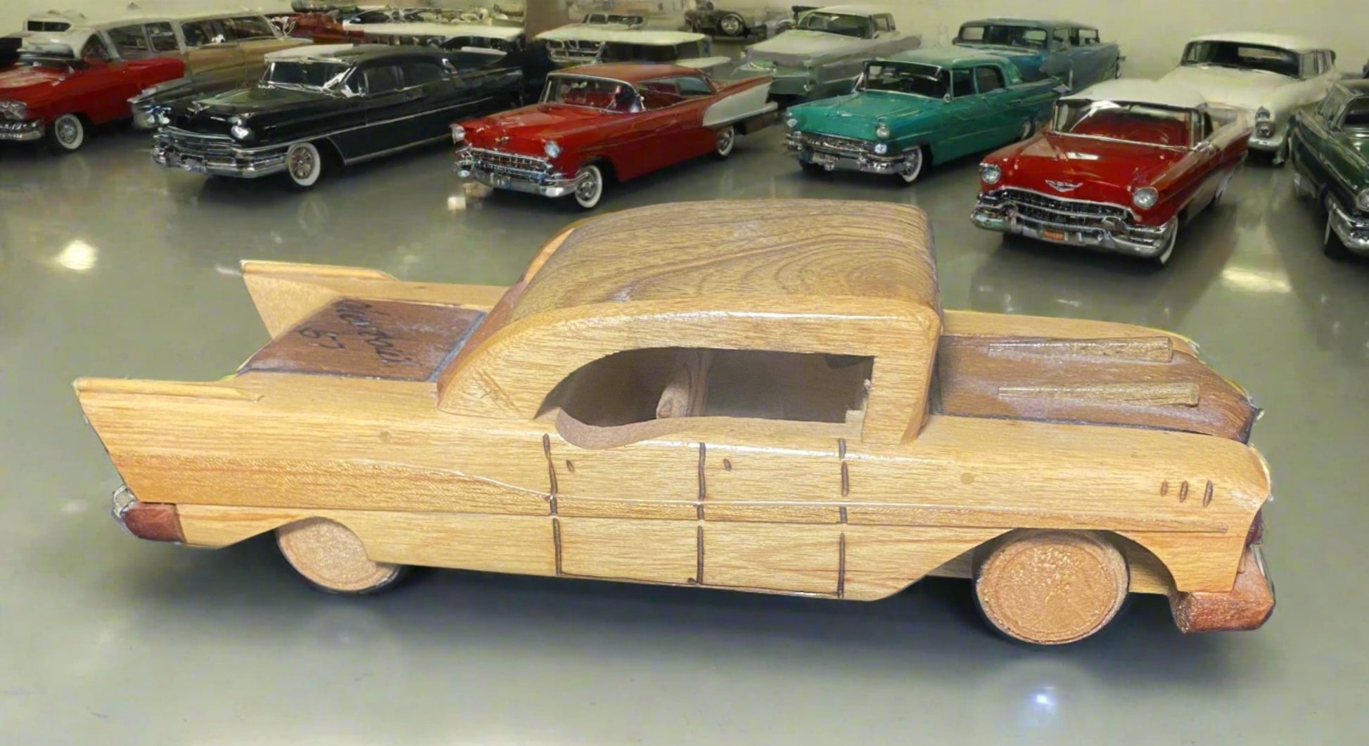 1956 Cadillac Hand Made Wood Model - HLJ at Home1956 Cadillac Hand Made Wood ModelModel CarHLJ at Home