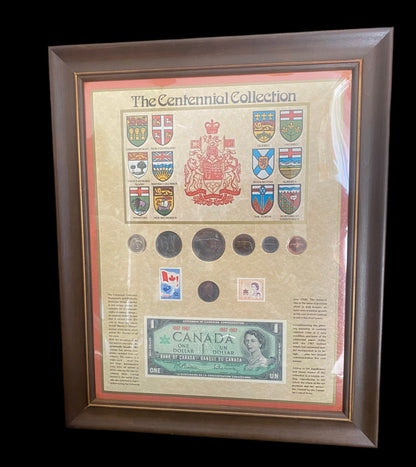 1967 Canadian The Centennial Collection Framed Coin and Dollar Set