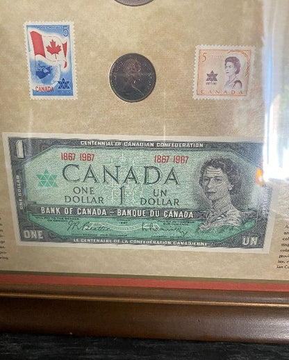 1967 Canadian 10 - Piece The Centennial Collection Framed Coin and Dollar