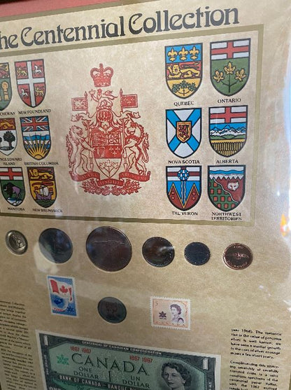 1967 Canadian 10 - Piece The Centennial Collection Framed Coin and Dollar Set