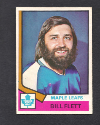 1974 - 1975 O - Pee - Chee Bill Flett Toronto Maple Leafs Hockey Card