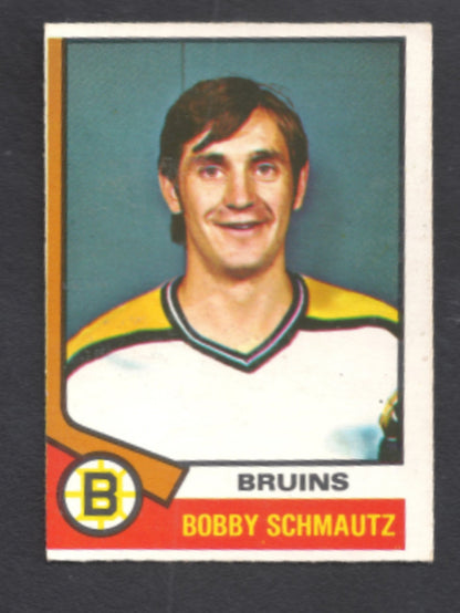 1974 - 1975 O - Pee - Chee Bobby Schmautz Boston Bruins Hockey Card