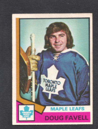 1974 - 1975 O - Pee - Chee Doug Favell Toronto Maple Leafs Hockey Card