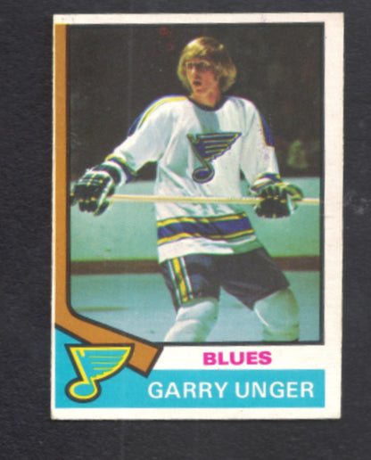 1974 - 1975 O - Pee - Chee Garry Unger St. Louis Blues Hockey Card