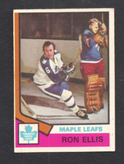 1974 - 1975 O - Pee - Chee Ron Ellis Toronto Maple Leafs Hockey Card