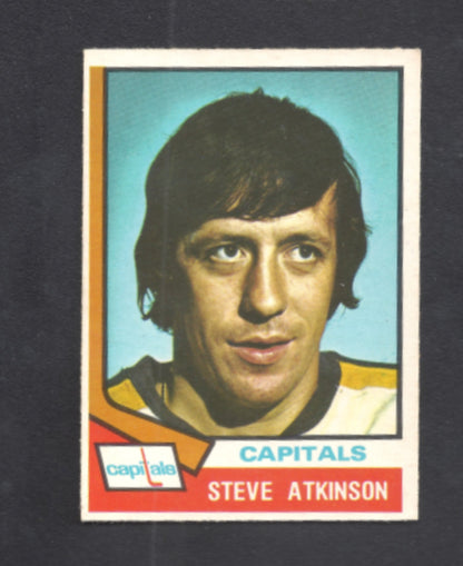 1974 - 1975 O - Pee - Chee Steve Atkinson Washington Capitals Hockey Card