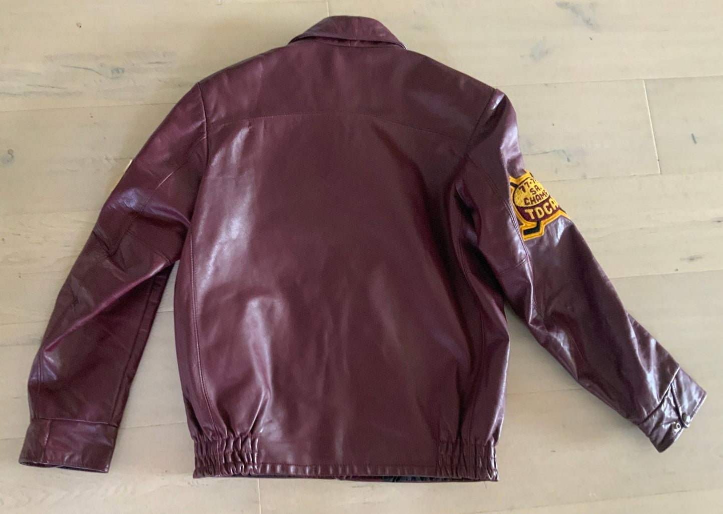 1977 - 1978 Michael Power Trojans High School Leather Vintage Hockey Jacket Adult Medium - HLJ at Home1977 - 1978 Michael Power Trojans High School Leather Vintage Hockey Jacket Adult MediumJacketHLJ at Home