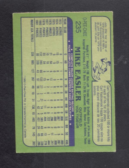 1982 Mike Easler O - Pee - Chee #235 Pittsburgh Pirates Baseball Card