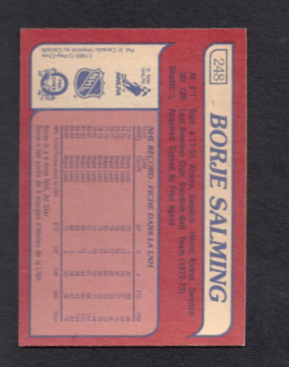 1985 - 1986 O - Pee - Chee Borje Salming Toronto Maple Leafs Hockey Card #248