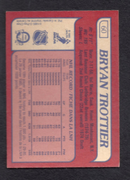 1985 - 1986 O - Pee - Chee Bryan Trottier New York Islanders Hockey Card #60