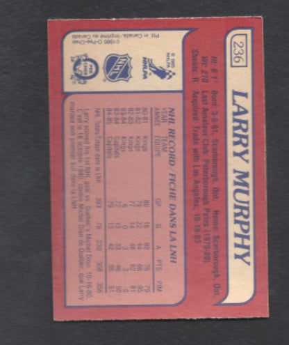 1985 - 1986 O - Pee - Chee Larry Murphy Washington Capitals Hockey Card