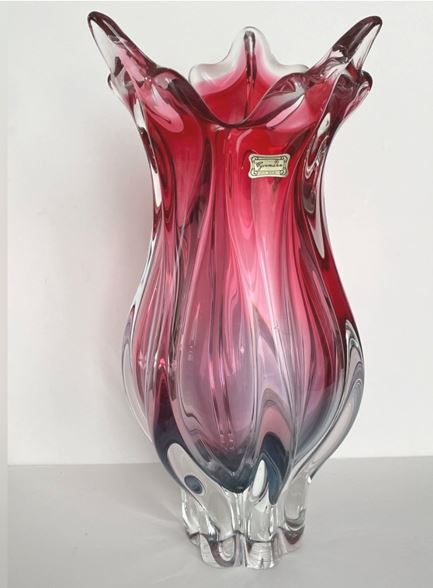 Rare Josef Hospodka Chřibská Czech Red Art Glass Vase