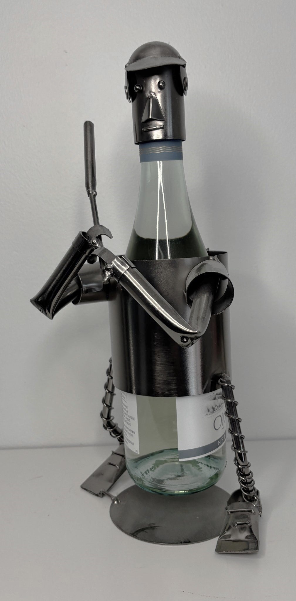 Baseball Theme Metal Wine Bottle Display Holder
