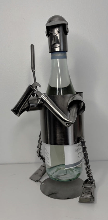 Baseball Theme Metal Wine Bottle Display Holder