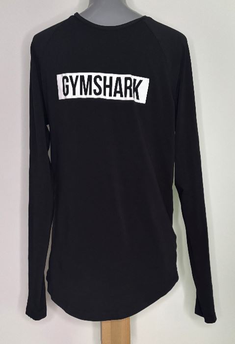 Gymshark Block Logo Black Long Sleeve Shirt Adult Medium
