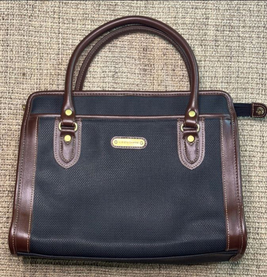 Liz Claiborne Black and Brown Top Handle Handbag