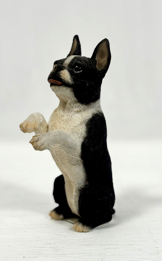 Stone Critters Sitting Boston Terrier Figurine