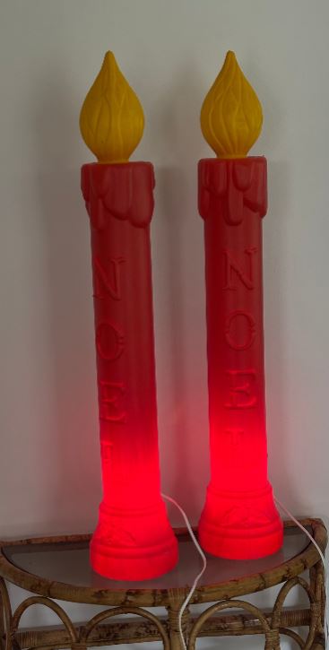 Vintage Christmas Noel Candle Large Light Up Blow Molds