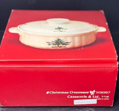 Nikko Happy Holidays Christmas Tree Theme Casserole Dish New