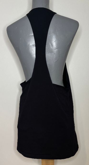 Black apron on a mannequin against a white background
