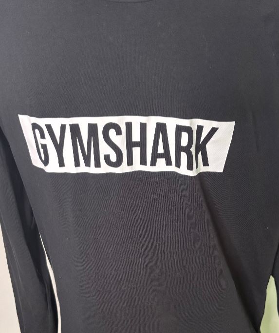 Gymshark Block Logo Black Long Sleeve Shirt Adult Medium