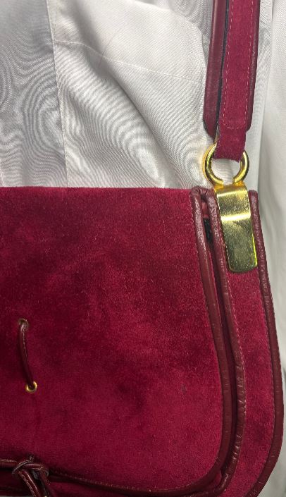 Vintage Made in Italy Holt Renfrew Burgundy Suede Shoulder Bag