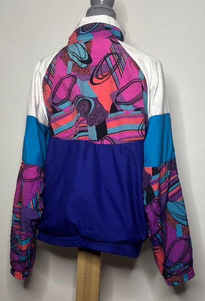 Vintage Reebok Abstract Geometric Multicolour Women's Jacket Large