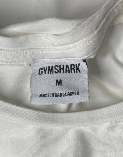White Cotton Gymshark Long Sleeve Shirt Adult Medium