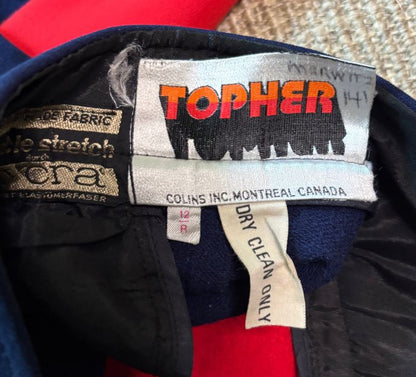 Topher Navy and Red Vintage Neoprene Ski Pants 12R