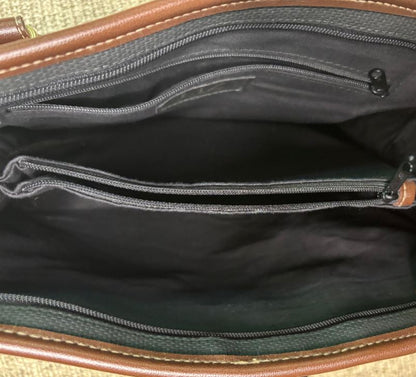 Liz Claiborne Black and Brown Top Handle Handbag