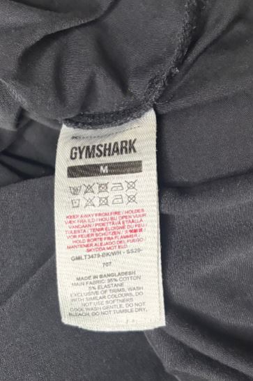 Gymshark Block Logo Black Long Sleeve Shirt Adult Medium