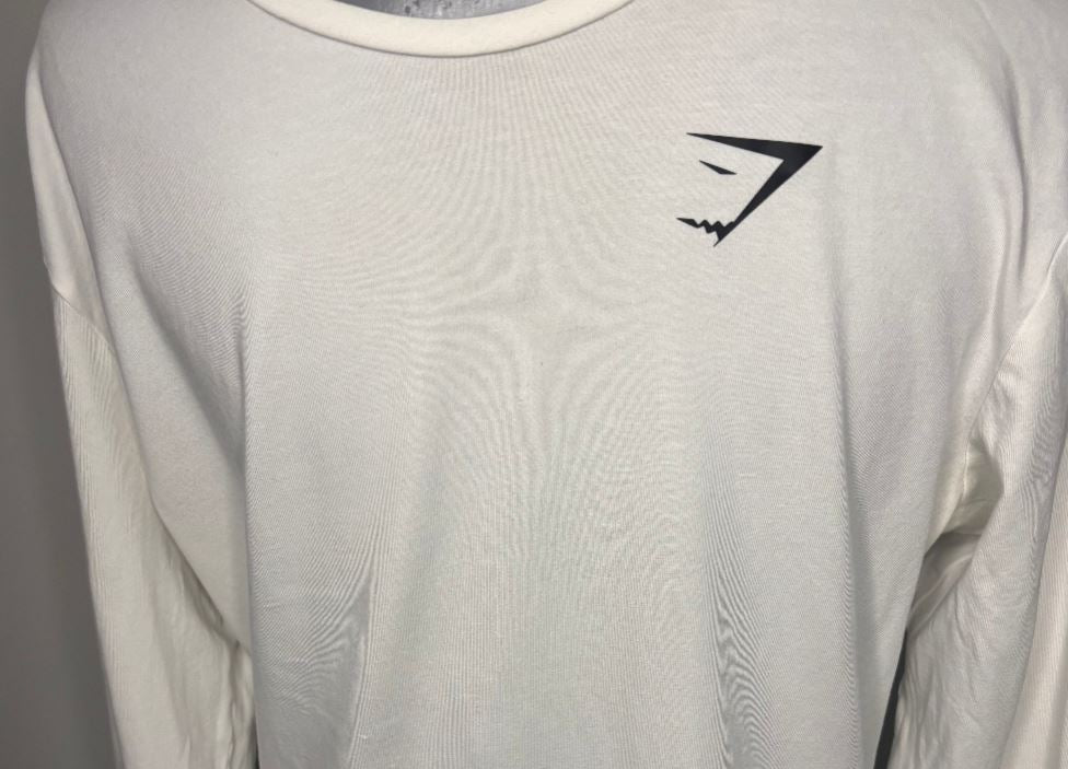 White Cotton Gymshark Long Sleeve Shirt