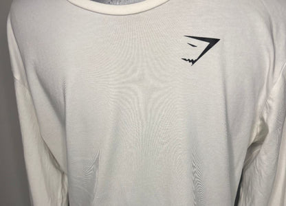 White Cotton Gymshark Long Sleeve Shirt