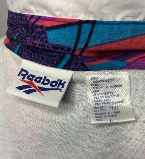 Vintage Reebok Abstract Geometric Multicolour Women's Jacket Large