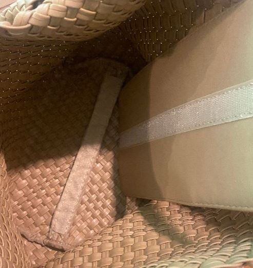 Vegan PU Leather Beige Woven Bucket Style Tote Purse