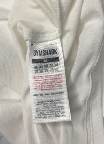 White Cotton Gymshark Long Sleeve Shirt Adult Medium