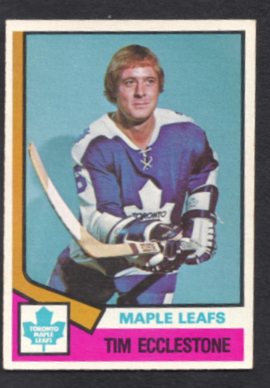 1974-1975 O-Pee-Chee Tim Ecclestone Toronto Maple Leafs Hockey Card #323