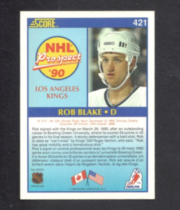 1991-92 Score Canadian Rob Blake Los Angeles Kings Rookie Card #421