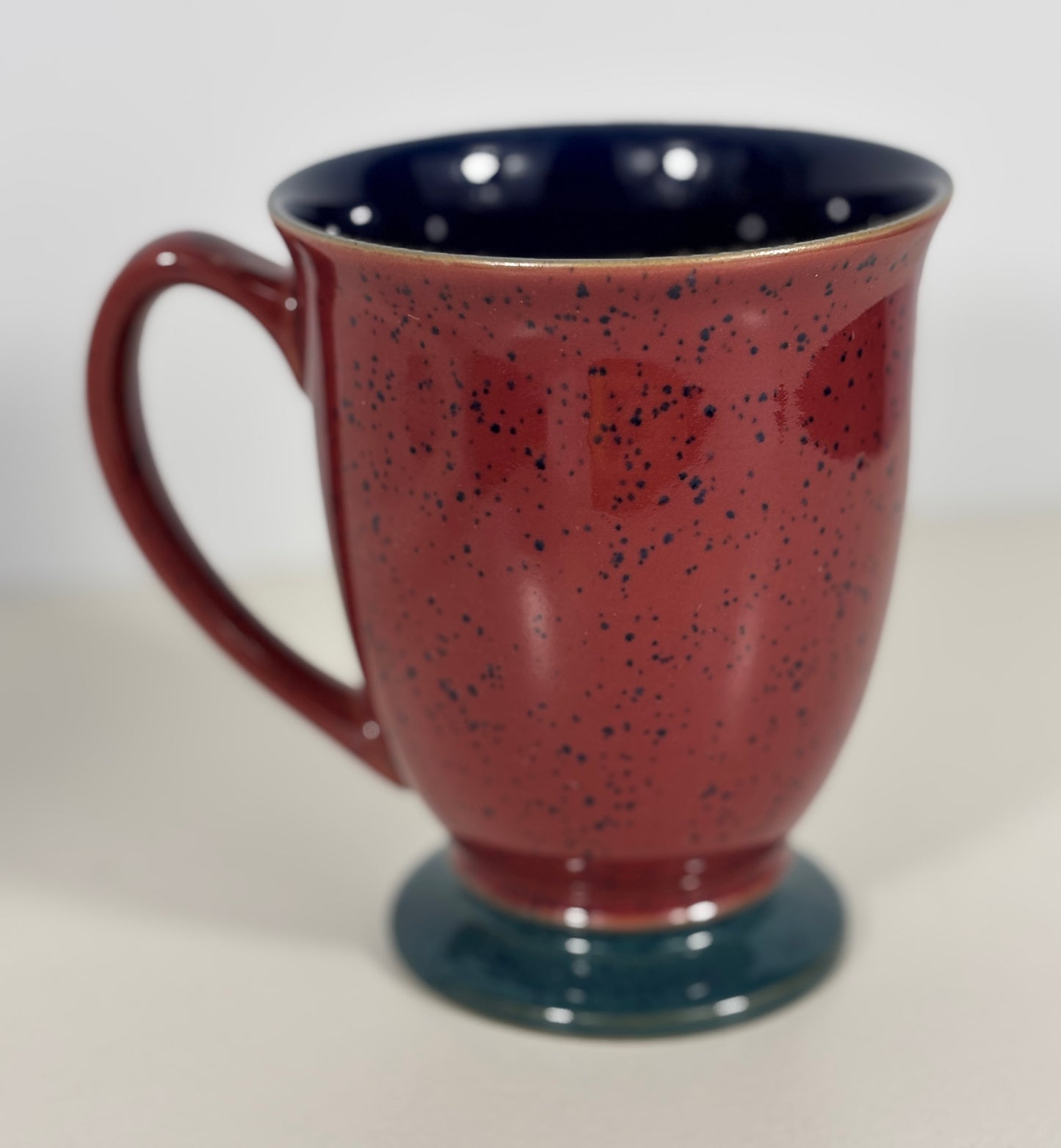 Vintage Denby Harlequin red pedestal mug