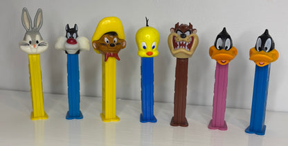 Set of Looney Tunes Pez dispensers on a white background